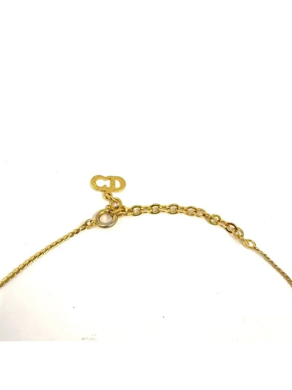 Dior Cdlogo Line Stone Gold Plated Necklace - Picture 4 of 8